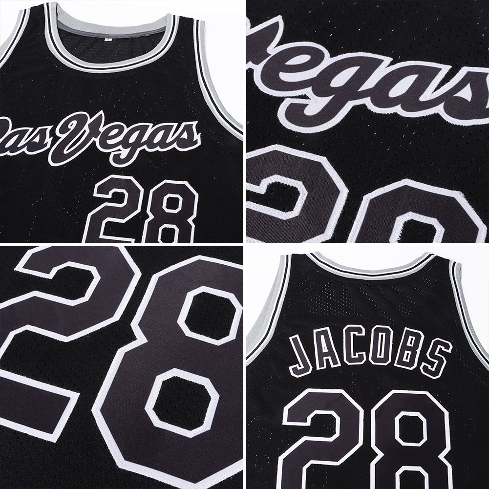 Custom Black Black-Gray Authentic Throwback Basketball Jersey - Sky-Custom