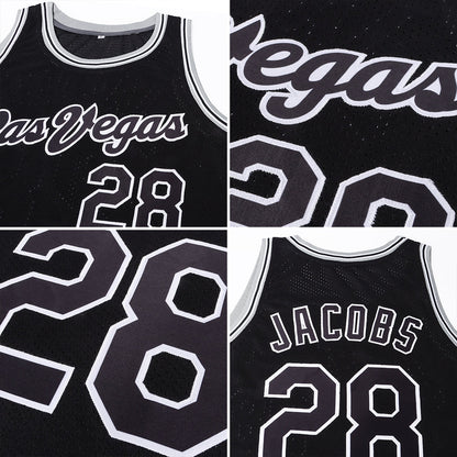 Custom Black Black-Gray Authentic Throwback Basketball Jersey - Sky-Custom