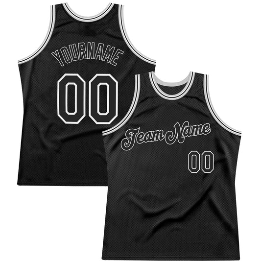 Custom Black Black-Gray Authentic Throwback Basketball Jersey - Sky-Custom