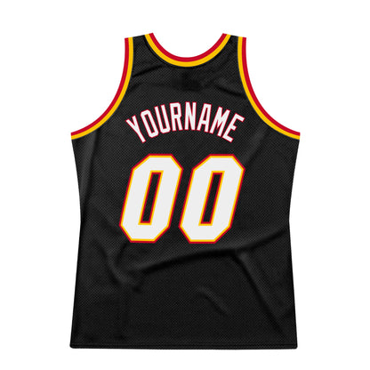 Custom Black White-Red Authentic Throwback Basketball Jersey - Sky-Custom