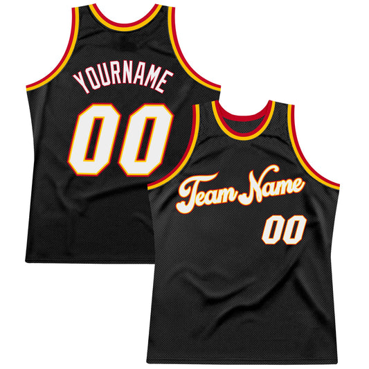 Custom Black White-Red Authentic Throwback Basketball Jersey - Sky-Custom