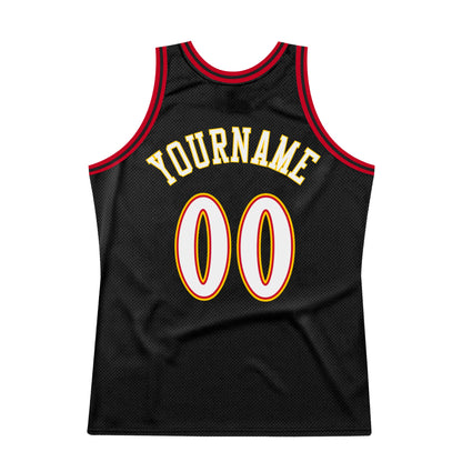 Custom Black White-Red Authentic Throwback Basketball Jersey - Sky-Custom