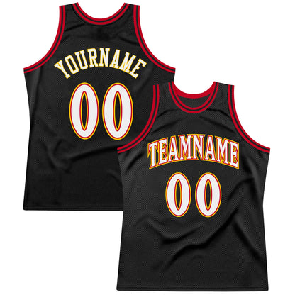Custom Black White-Red Authentic Throwback Basketball Jersey - Sky-Custom