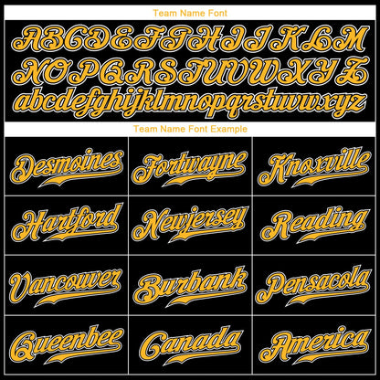 Custom Black Gold-White Authentic Baseball Jersey - Sky-Custom