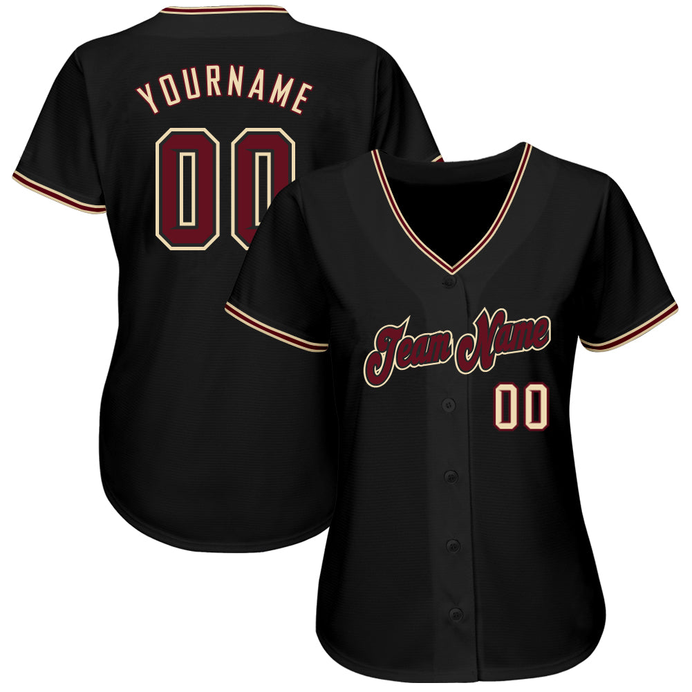 Custom Black Crimson-City Cream Authentic Baseball Jersey - Sky-Custom