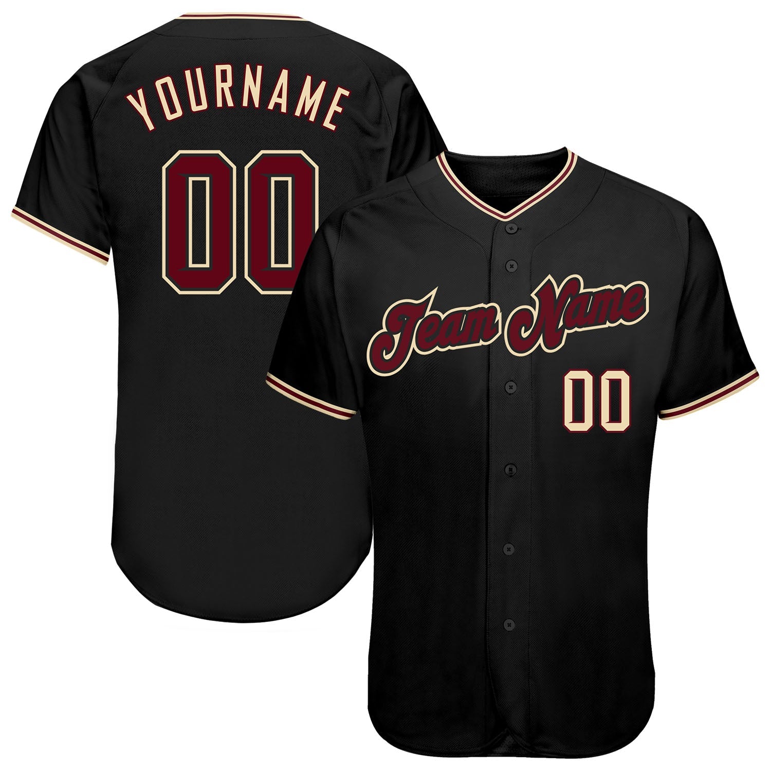 Custom Black Crimson-City Cream Authentic Baseball Jersey - Sky-Custom
