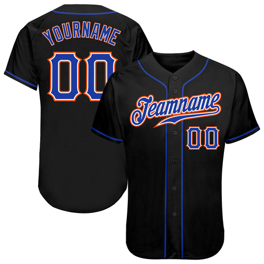 Custom Black Royal-Orange Authentic Baseball Jersey - Sky-Custom