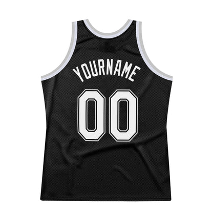 Custom Black White-Gray Authentic Throwback Basketball Jersey - Sky-Custom