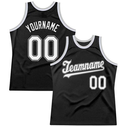Custom Black White-Gray Authentic Throwback Basketball Jersey - Sky-Custom