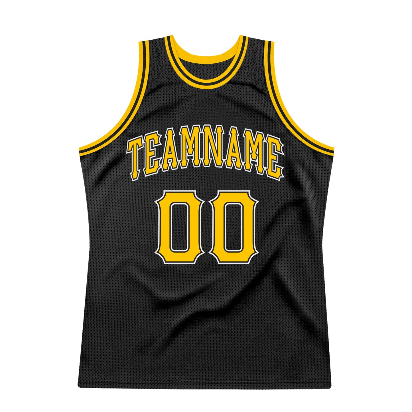 Custom Black Gold-White Authentic Throwback Basketball Jersey - Sky-Custom