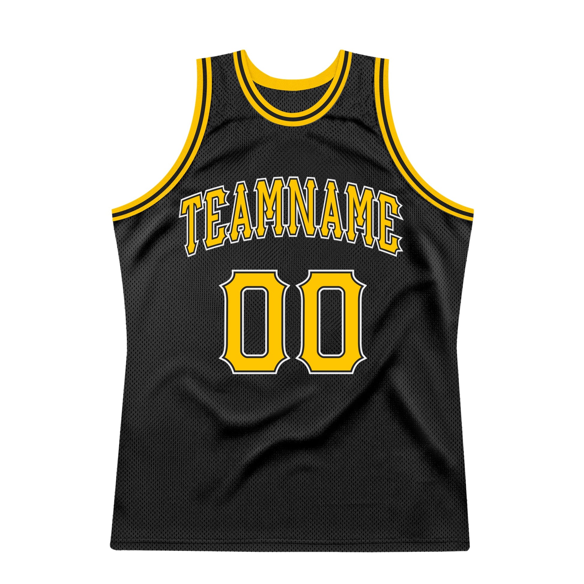 Custom Black Gold-White Authentic Throwback Basketball Jersey - Sky-Custom