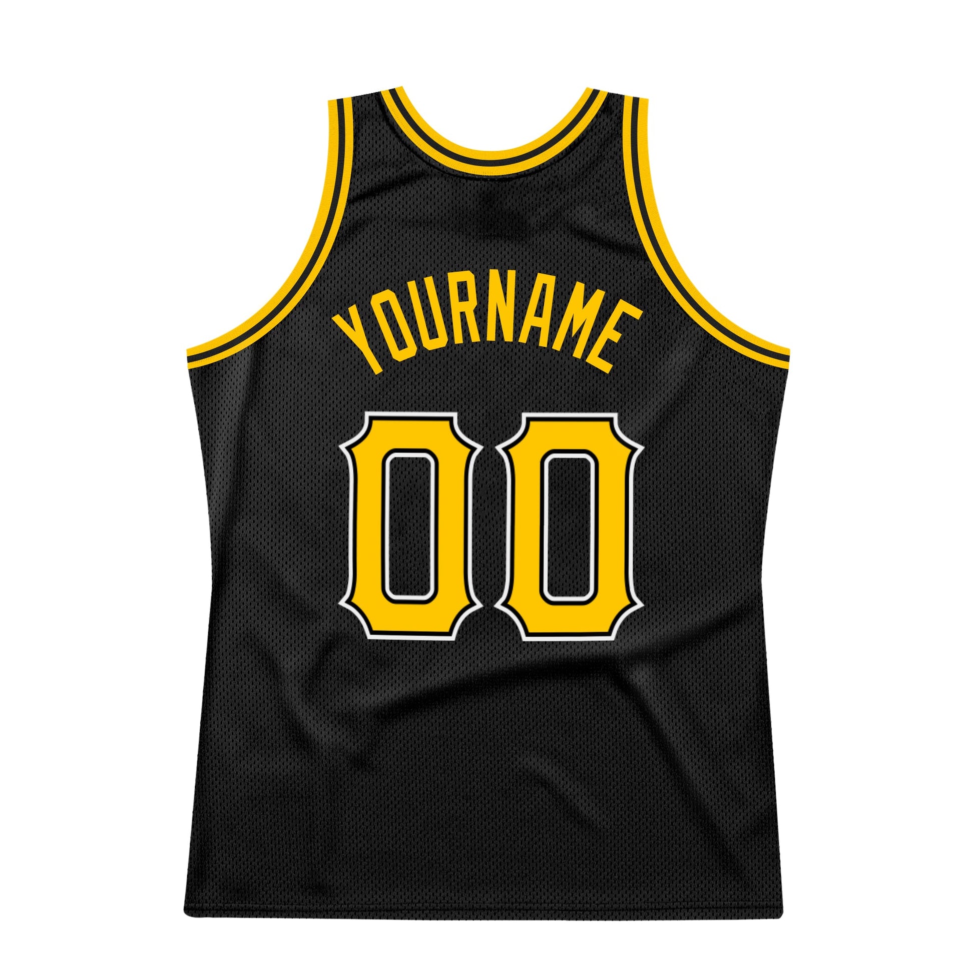 Custom Black Gold-White Authentic Throwback Basketball Jersey - Sky-Custom