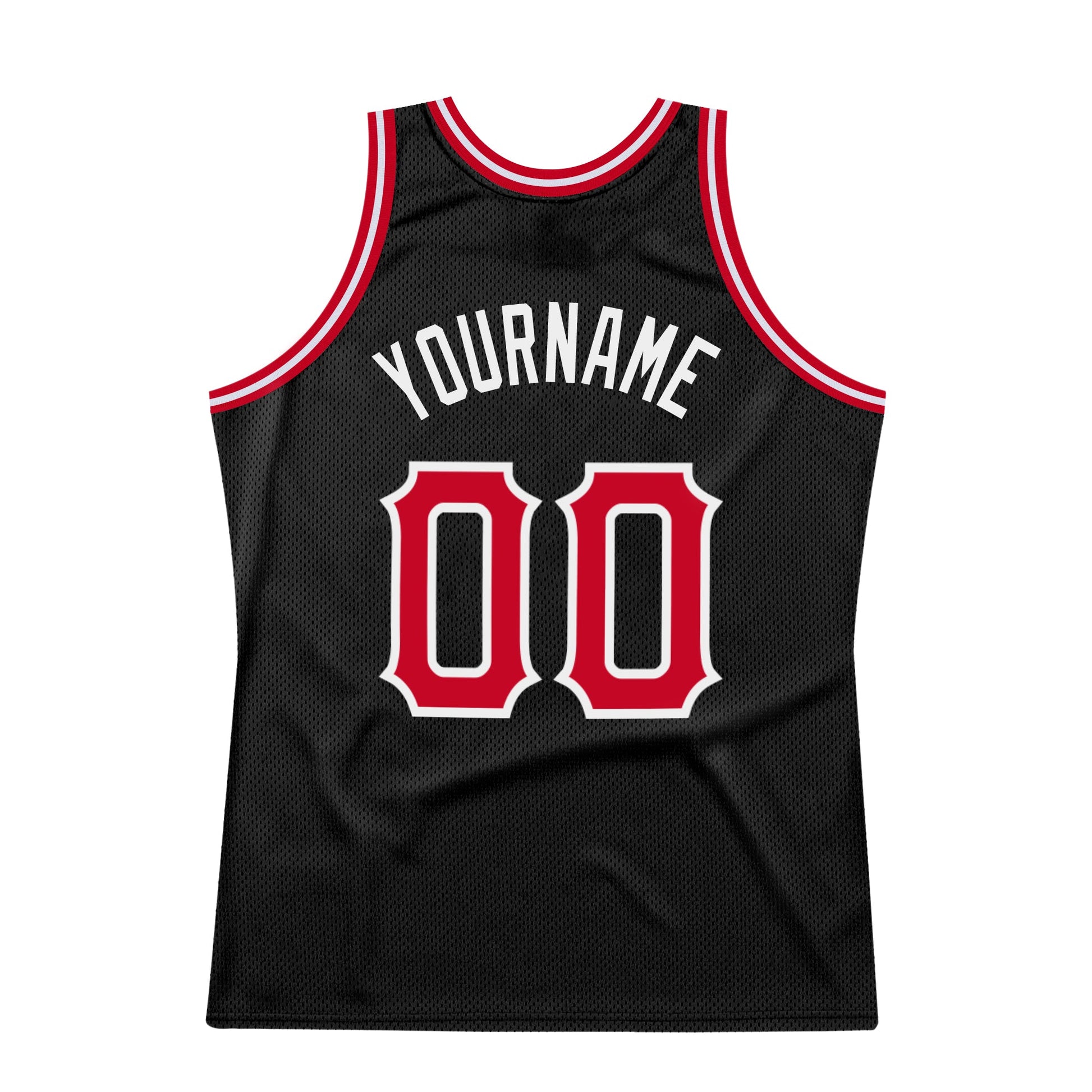 Custom Black Red-White Authentic Throwback Basketball Jersey - Sky-Custom