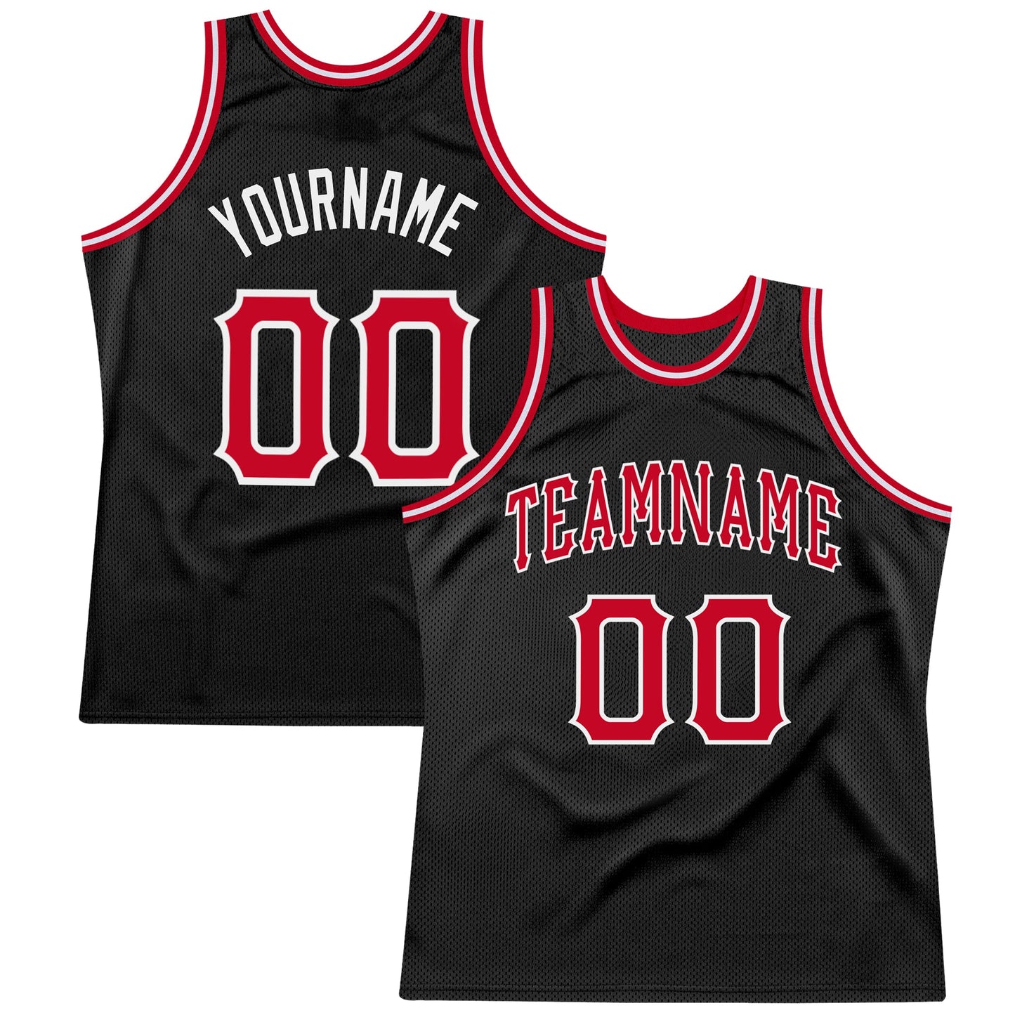 Custom Black Red-White Authentic Throwback Basketball Jersey - Sky-Custom