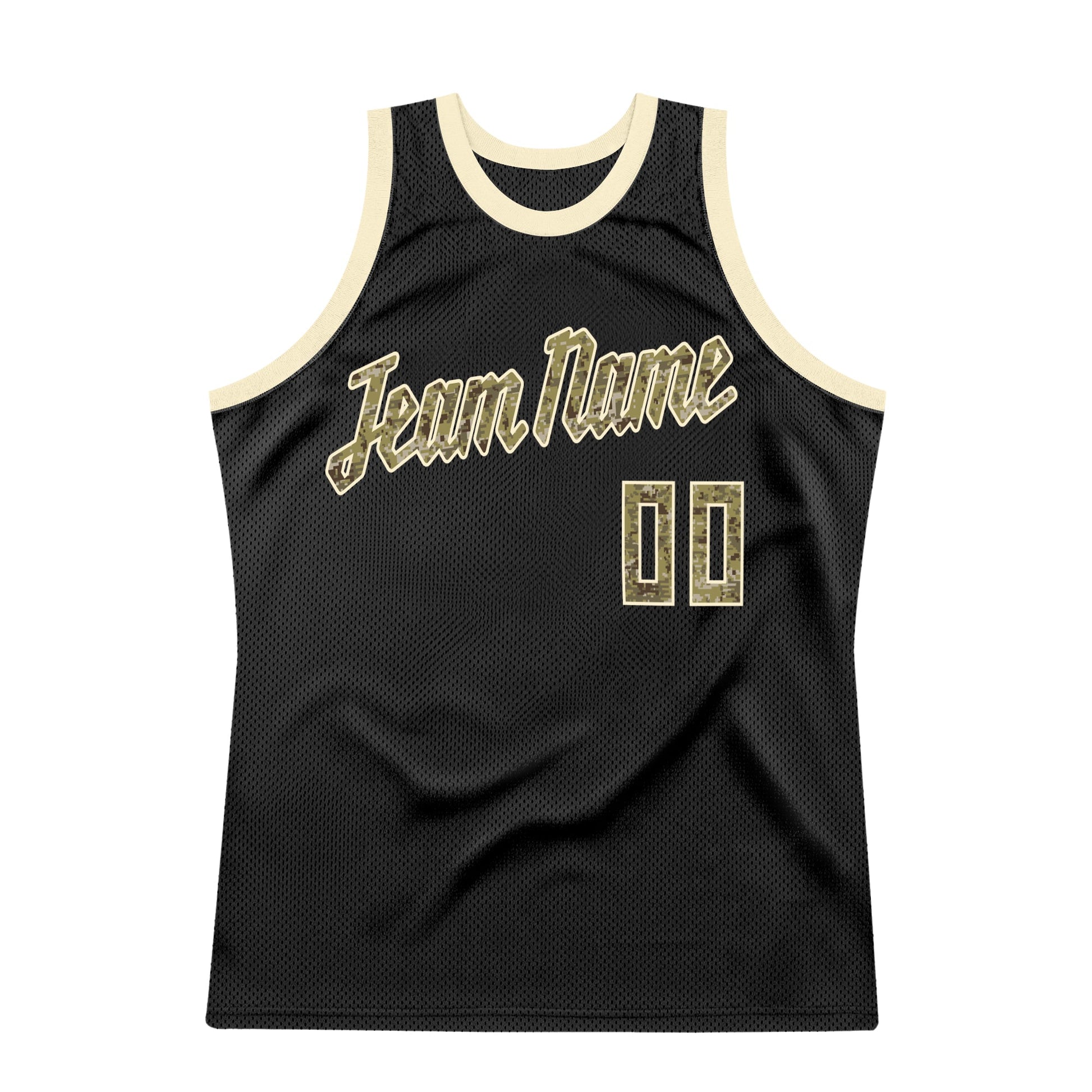 Custom Black Camo-Cream Authentic Throwback Basketball Jersey - Sky-Custom