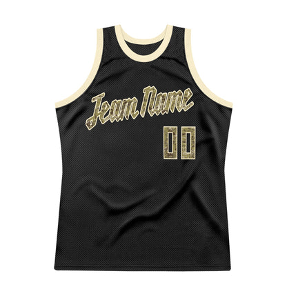 Custom Black Camo-Cream Authentic Throwback Basketball Jersey - Sky-Custom
