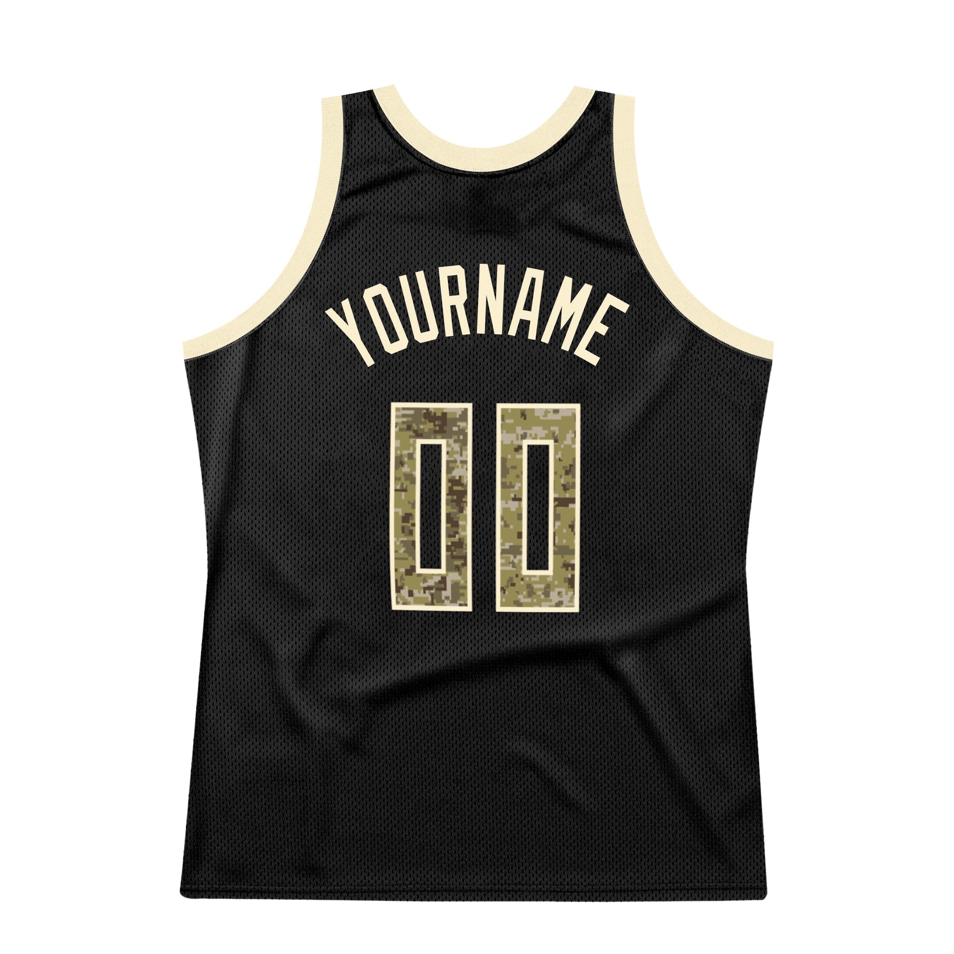 Custom Black Camo-Cream Authentic Throwback Basketball Jersey - Sky-Custom