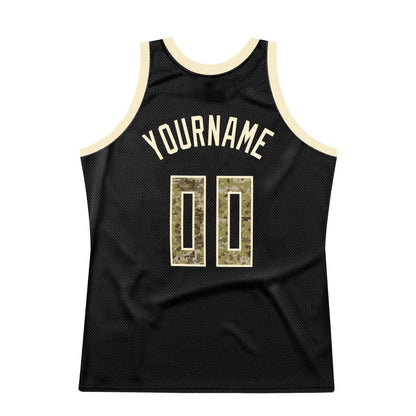 Custom Black Camo-Cream Authentic Throwback Basketball Jersey - Sky-Custom