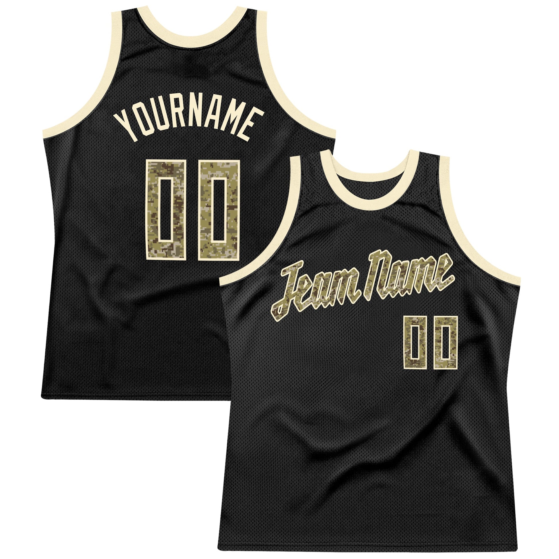 Custom Black Camo-Cream Authentic Throwback Basketball Jersey - Sky-Custom