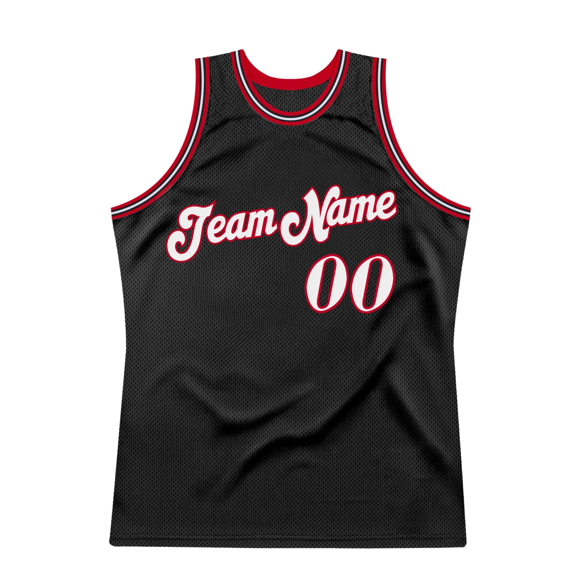 Custom Black White-Red Authentic Throwback Basketball Jersey - Sky-Custom
