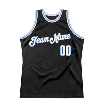 Custom Black White-Light Blue Authentic Throwback Basketball Jersey - Sky-Custom