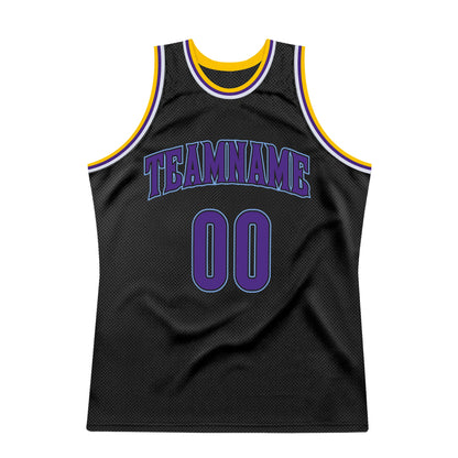 Custom Black Purple-Light Blue Authentic Throwback Basketball Jersey - Sky-Custom
