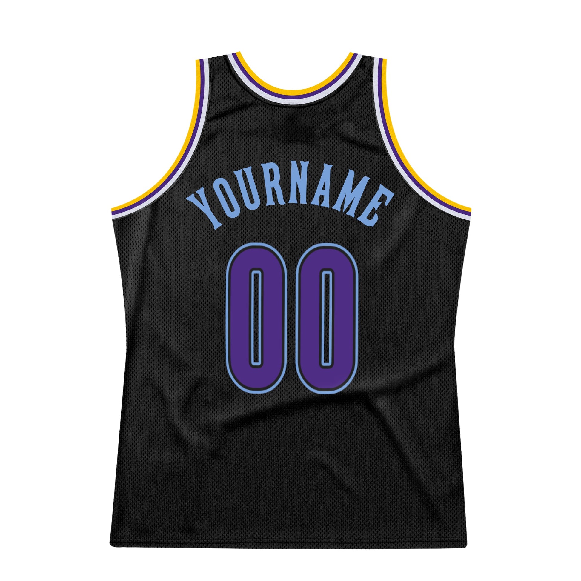 Custom Black Purple-Light Blue Authentic Throwback Basketball Jersey - Sky-Custom