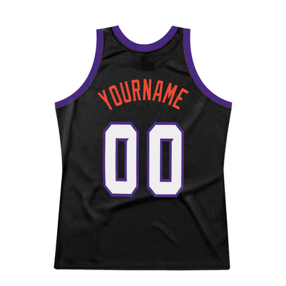 Custom Black White-Purple Authentic Throwback Basketball Jersey - Sky-Custom