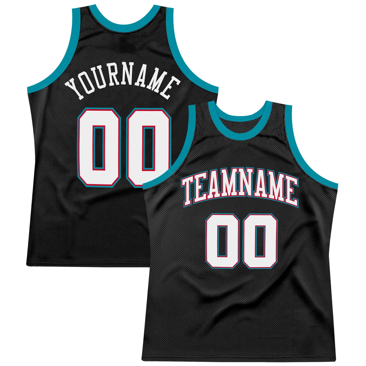 Custom Black White-Teal Authentic Throwback Basketball Jersey - Sky-Custom