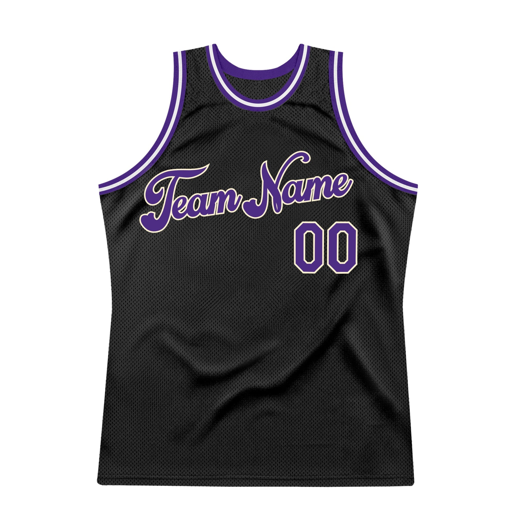 Custom Black Purple-Cream Authentic Throwback Basketball Jersey - Sky-Custom