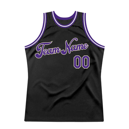 Custom Black Purple-Cream Authentic Throwback Basketball Jersey - Sky-Custom