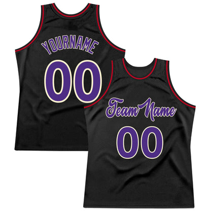 Custom Black Purple-Red Authentic Throwback Basketball Jersey - Sky-Custom