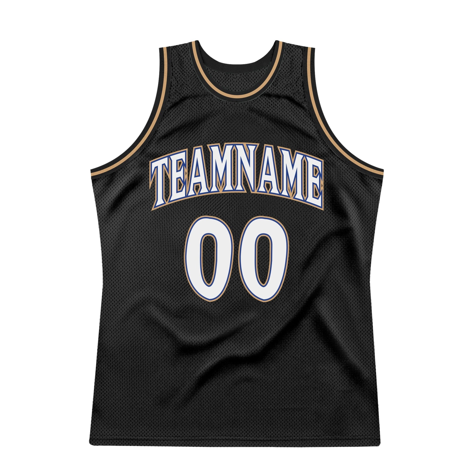 Custom Black White-Old Gold Authentic Throwback Basketball Jersey - Sky-Custom
