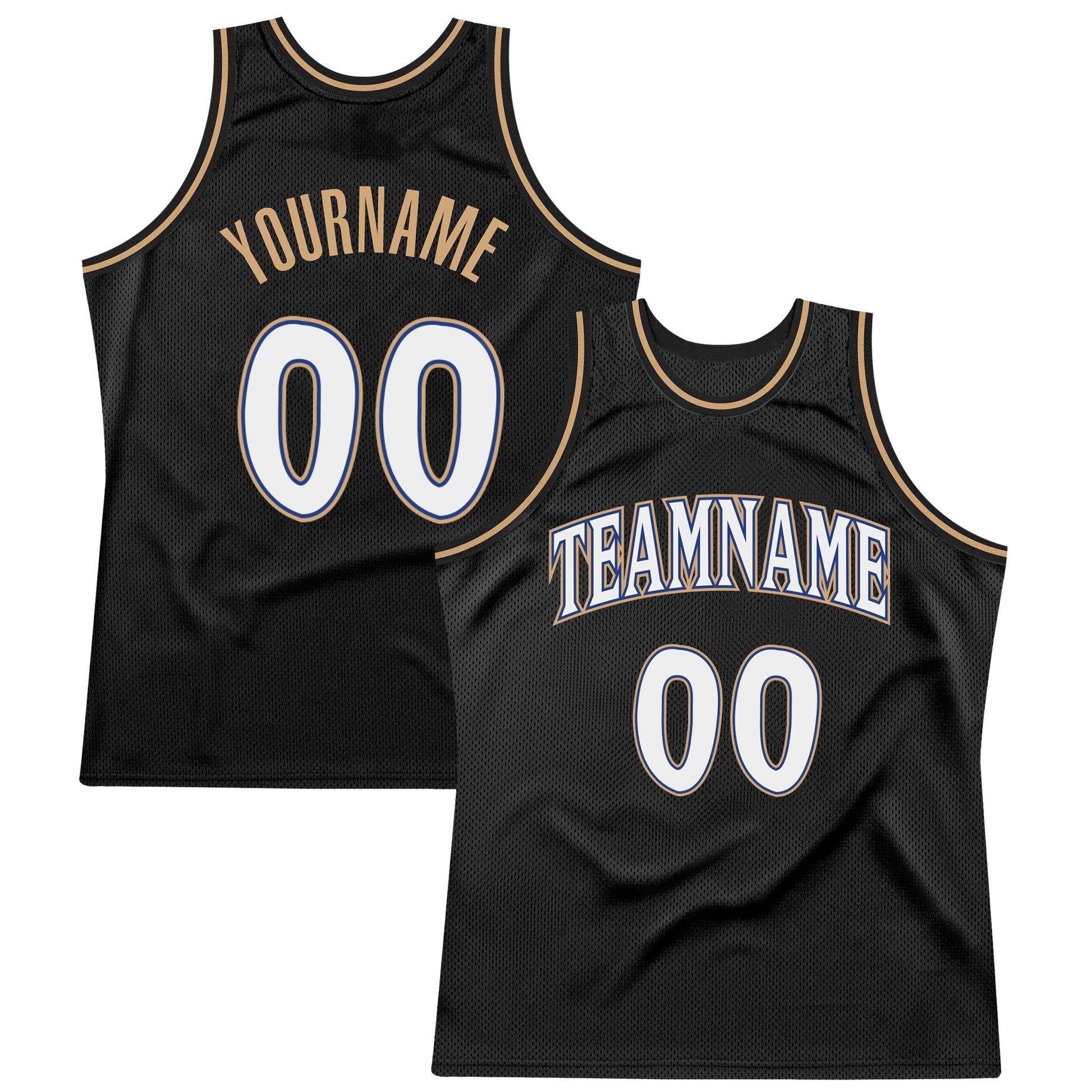 Custom Black White-Old Gold Authentic Throwback Basketball Jersey - Sky-Custom