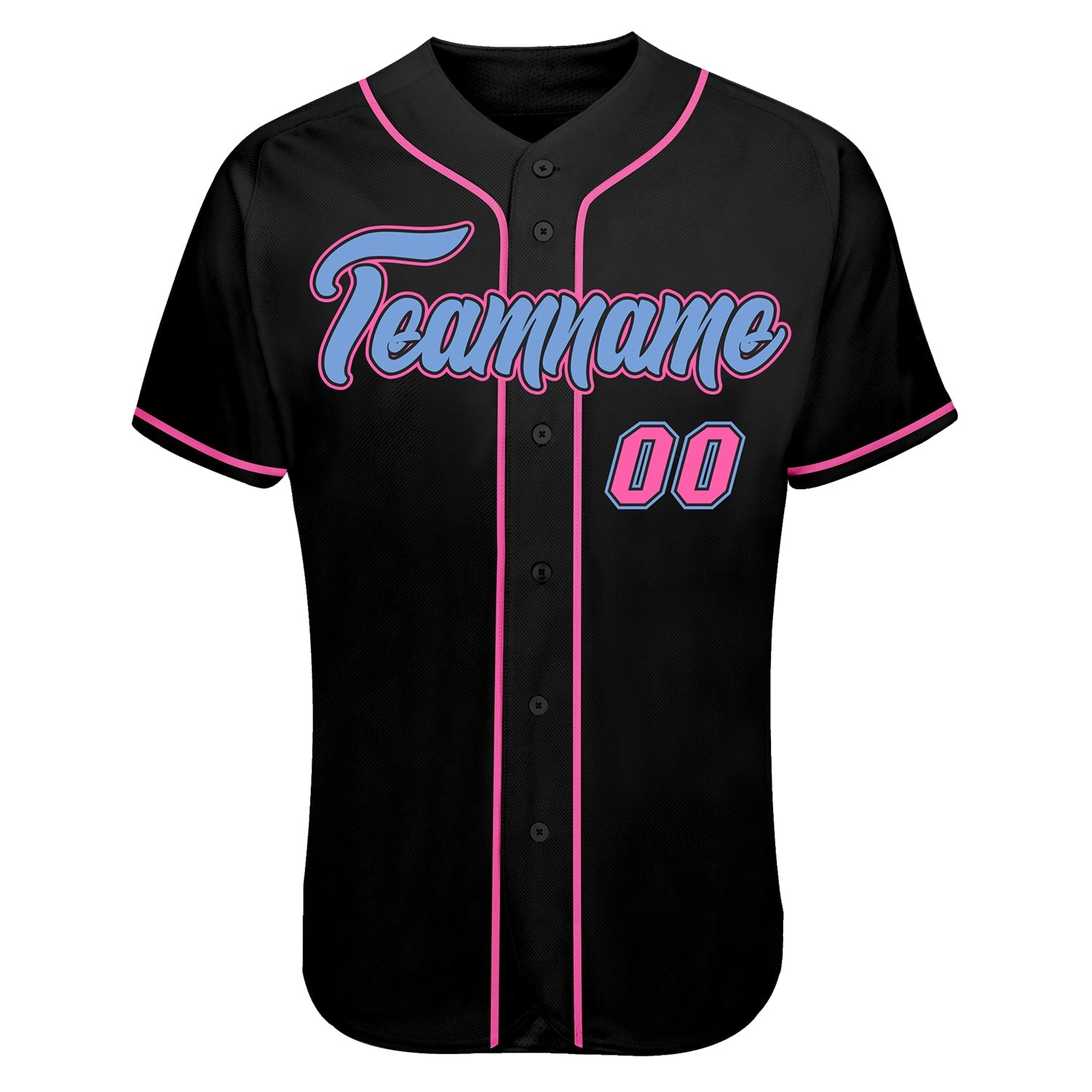 Custom Black Light Blue-Pink Authentic Skull Fashion Baseball Jersey - Sky-Custom