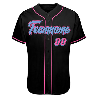 Custom Black Light Blue-Pink Authentic Skull Fashion Baseball Jersey - Sky-Custom