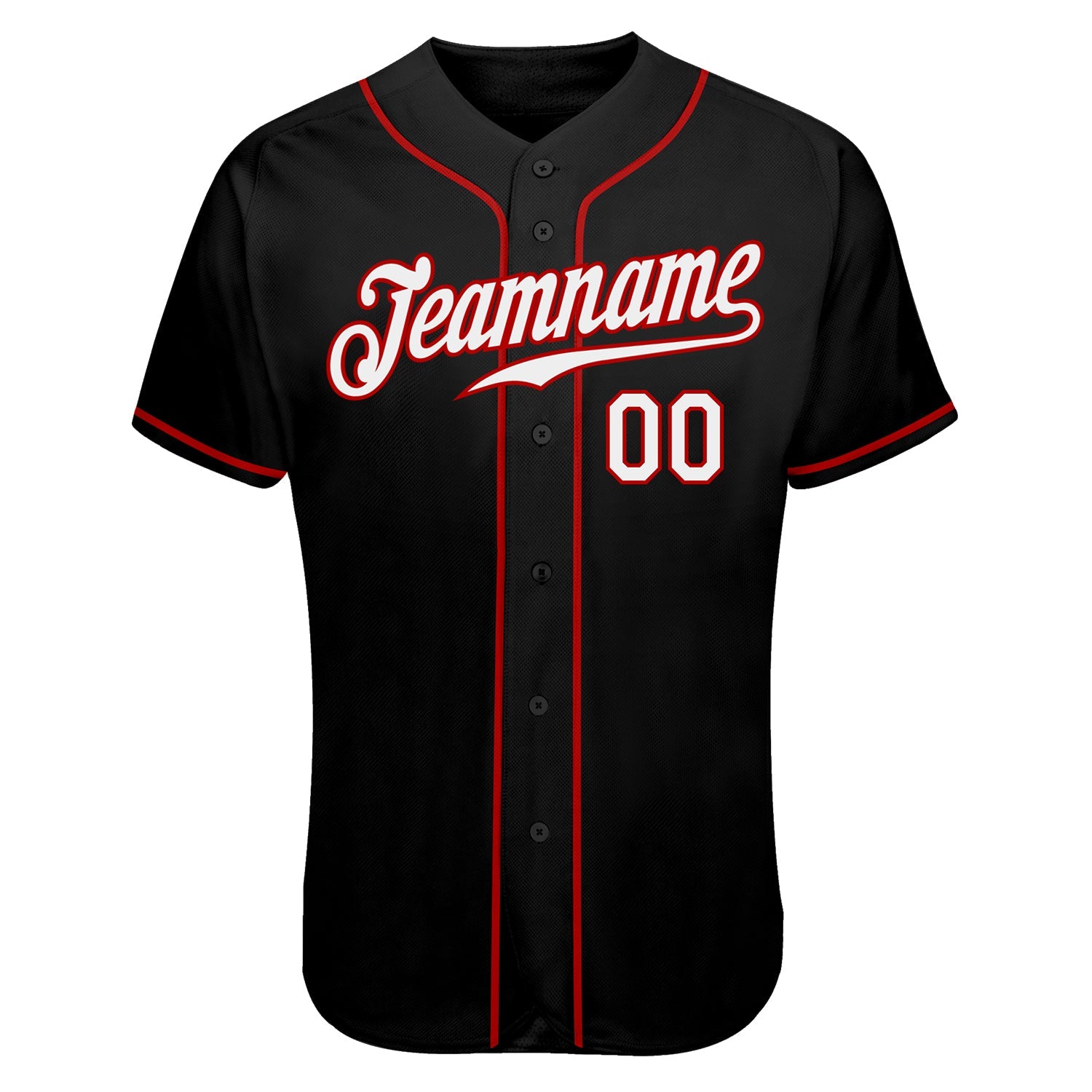 Custom Black White-Red Authentic Skull Fashion Baseball Jersey - Sky-Custom