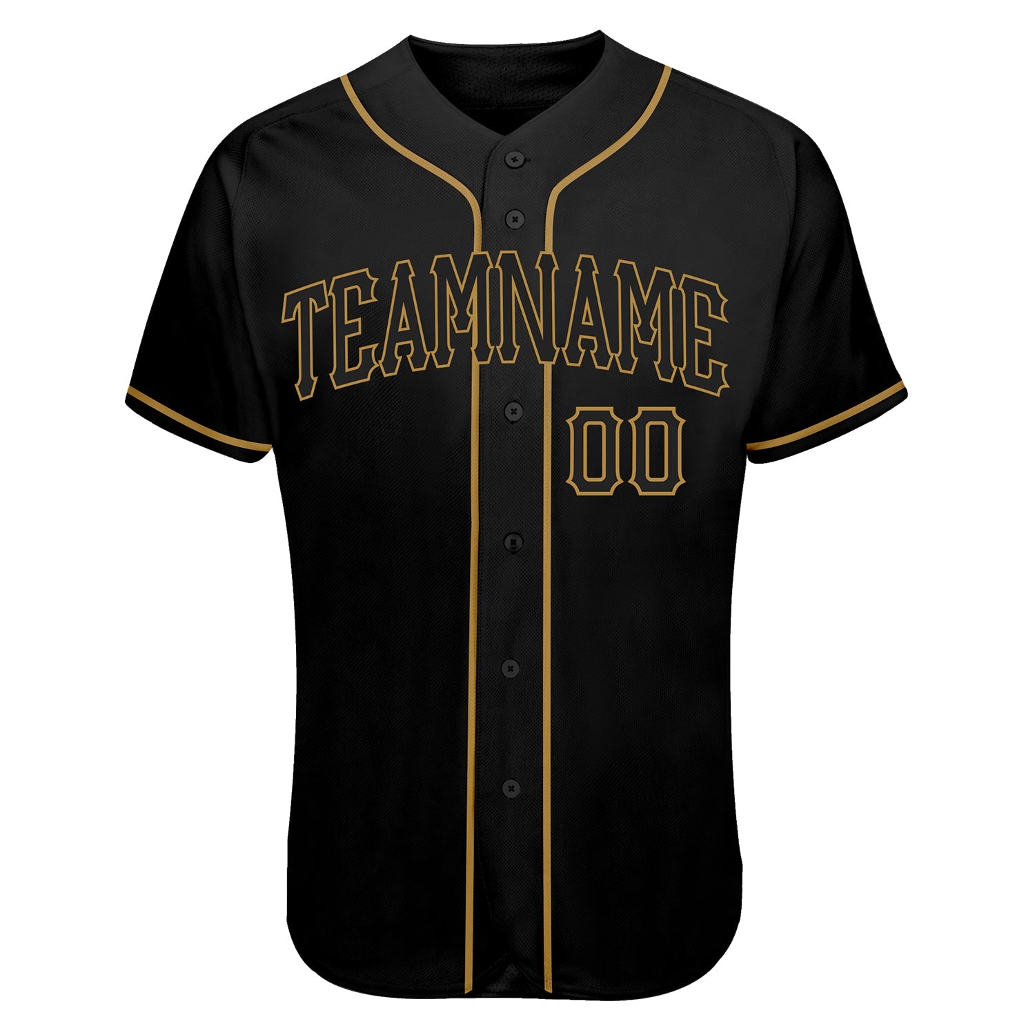 Custom Black Black-Old Gold Authentic Skull Fashion Baseball Jersey - Sky-Custom