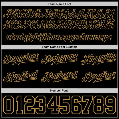 Custom Black Black-Old Gold Authentic Skull Fashion Baseball Jersey - Sky-Custom