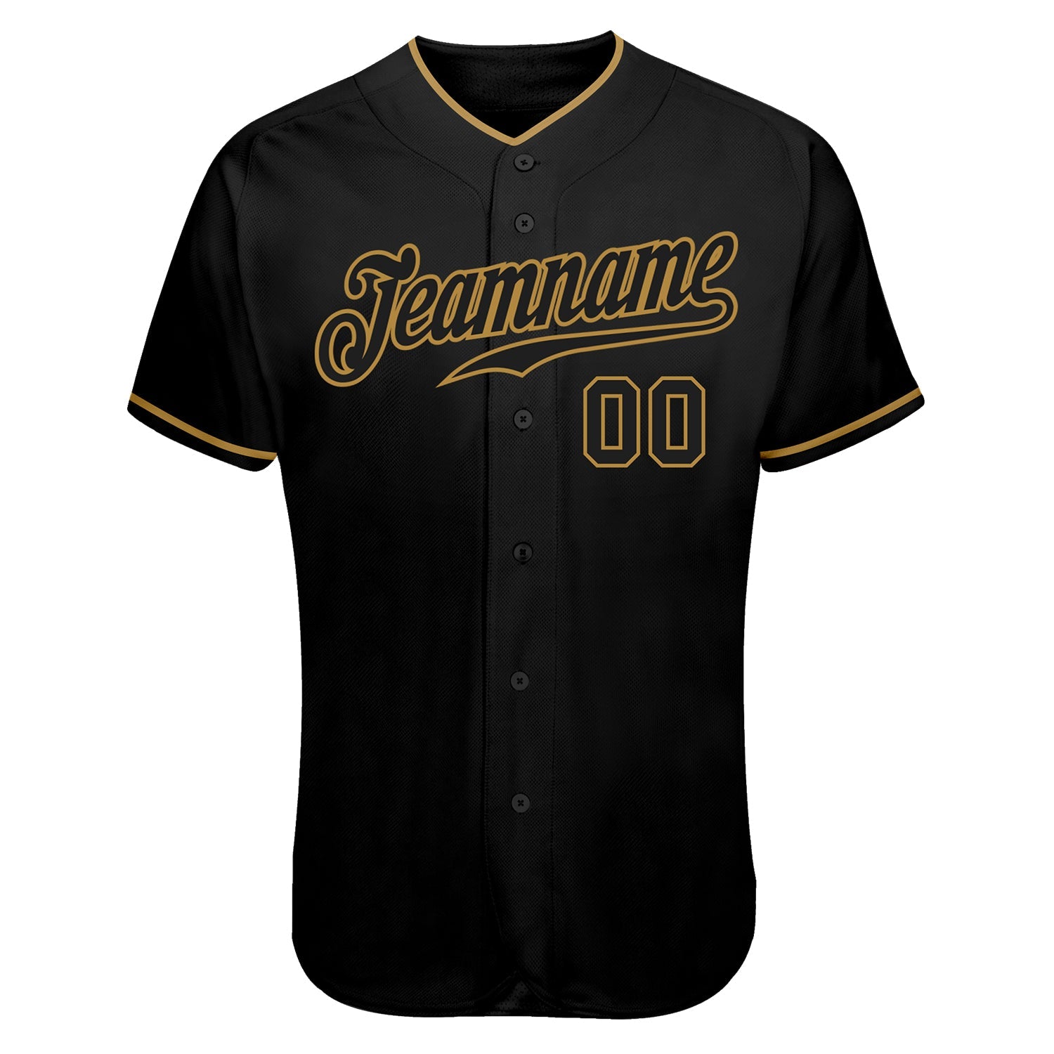 Custom Black Black-Old Gold Authentic Skull Fashion Baseball Jersey - Sky-Custom
