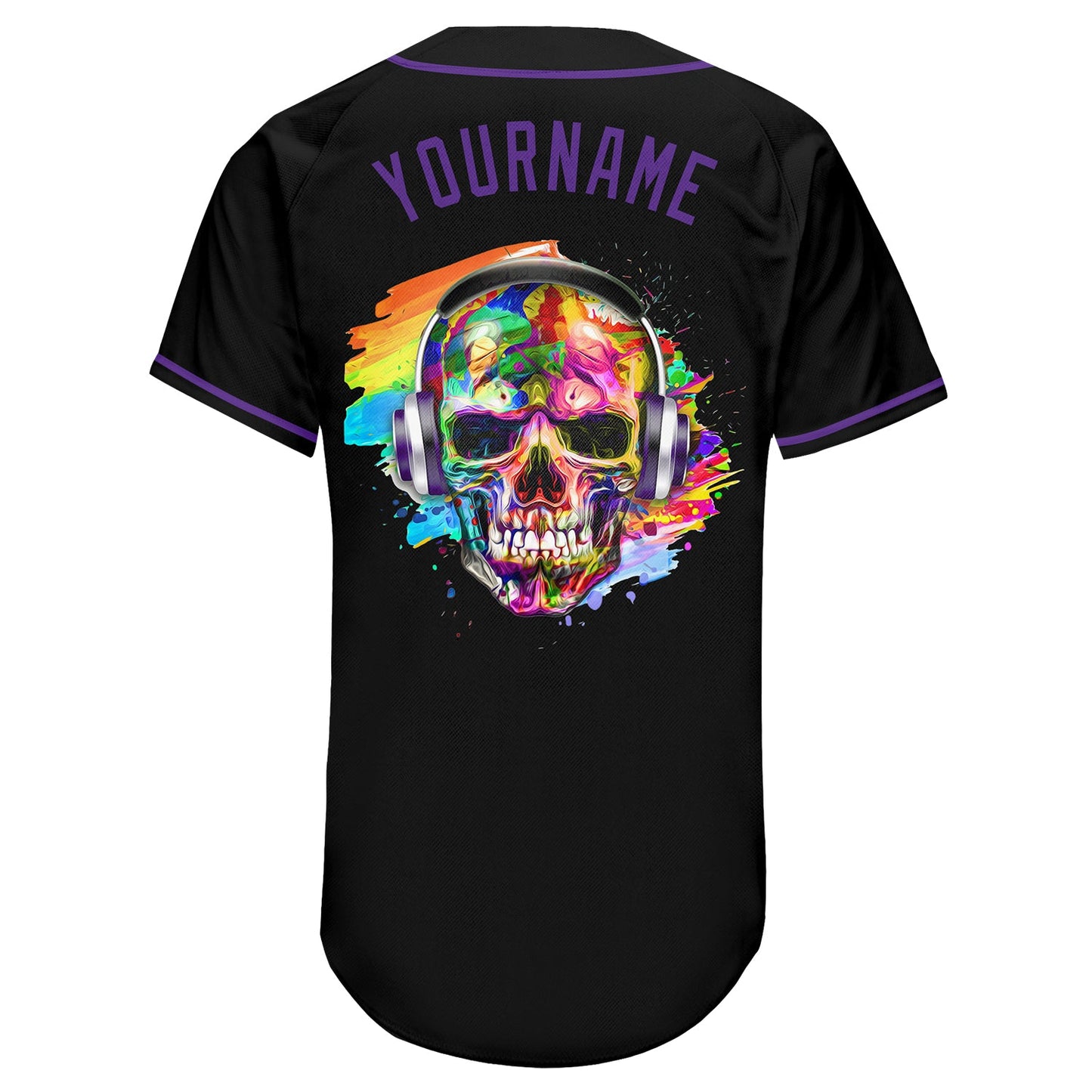 Custom Black Black-Purple Authentic Skull Fashion Baseball Jersey - Sky-Custom
