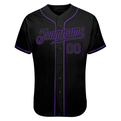 Custom Black Black-Purple Authentic Skull Fashion Baseball Jersey - Sky-Custom