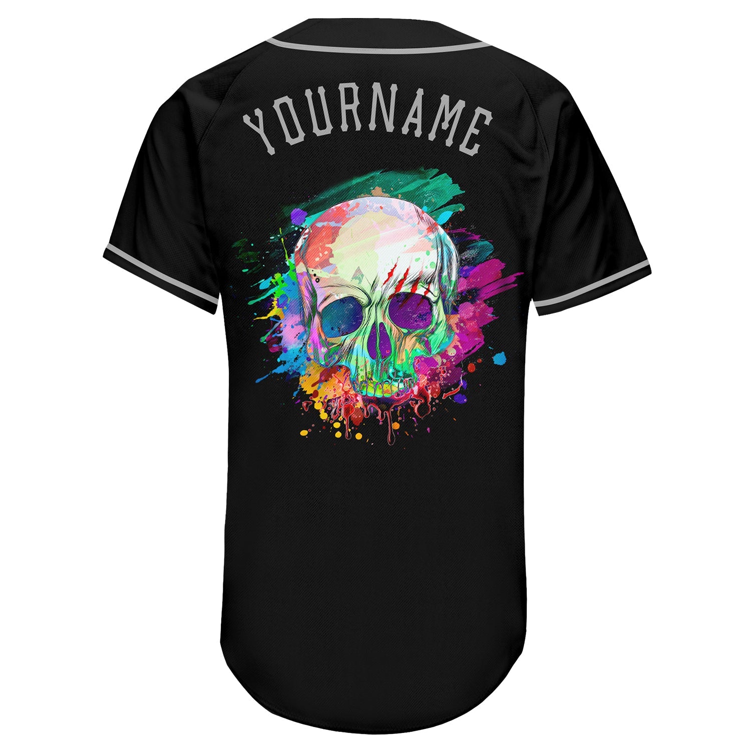 Custom Black Black-Gray Authentic Skull Fashion Baseball Jersey - Sky-Custom