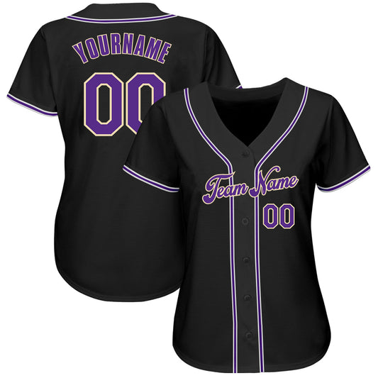 Custom Black Purple-White Authentic Baseball Jersey - Sky-Custom