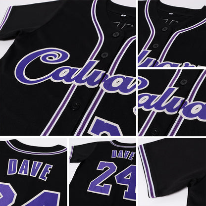 Custom Black Purple-White Authentic Baseball Jersey - Sky-Custom