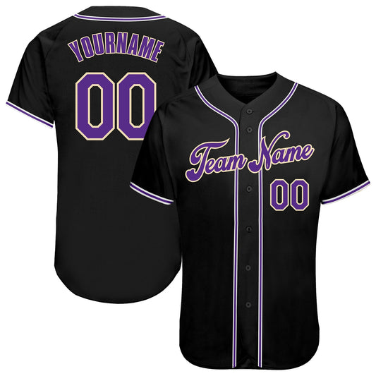 Custom Black Purple-White Authentic Baseball Jersey - Sky-Custom