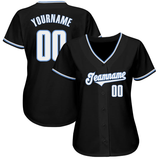 Custom Black White-Light Blue Authentic Baseball Jersey - Sky-Custom