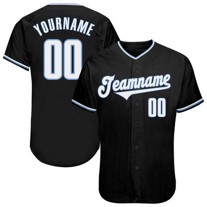 Custom Black White-Light Blue Authentic Baseball Jersey - Sky-Custom