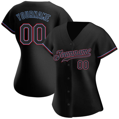 Custom Black Black-Red Authentic Baseball Jersey - Sky-Custom