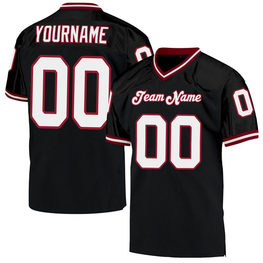 Custom Black White-Cardinal Mesh Authentic Throwback Football Jersey - Sky-Custom